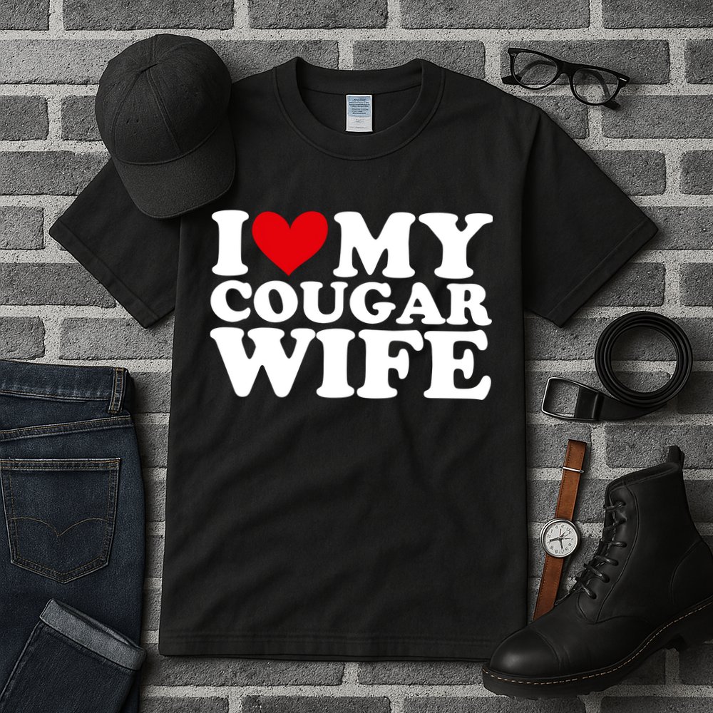 I Love My Cougar Wife I Heart My Cougar Wife Funny Couple Tall T-Shirt