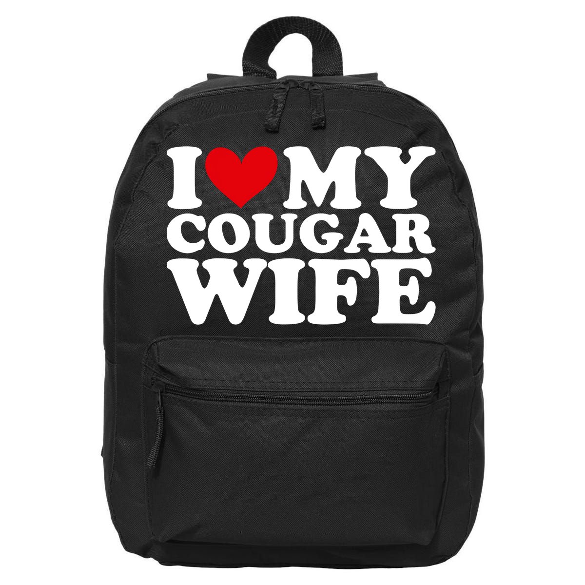 I Love My Cougar Wife I Heart My Cougar Wife Funny Couple 16 in Basic Backpack