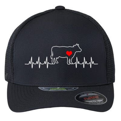 I Love My Cow Valve Ekg Heartbeat Heart Patient Flexfit Unipanel Trucker Cap