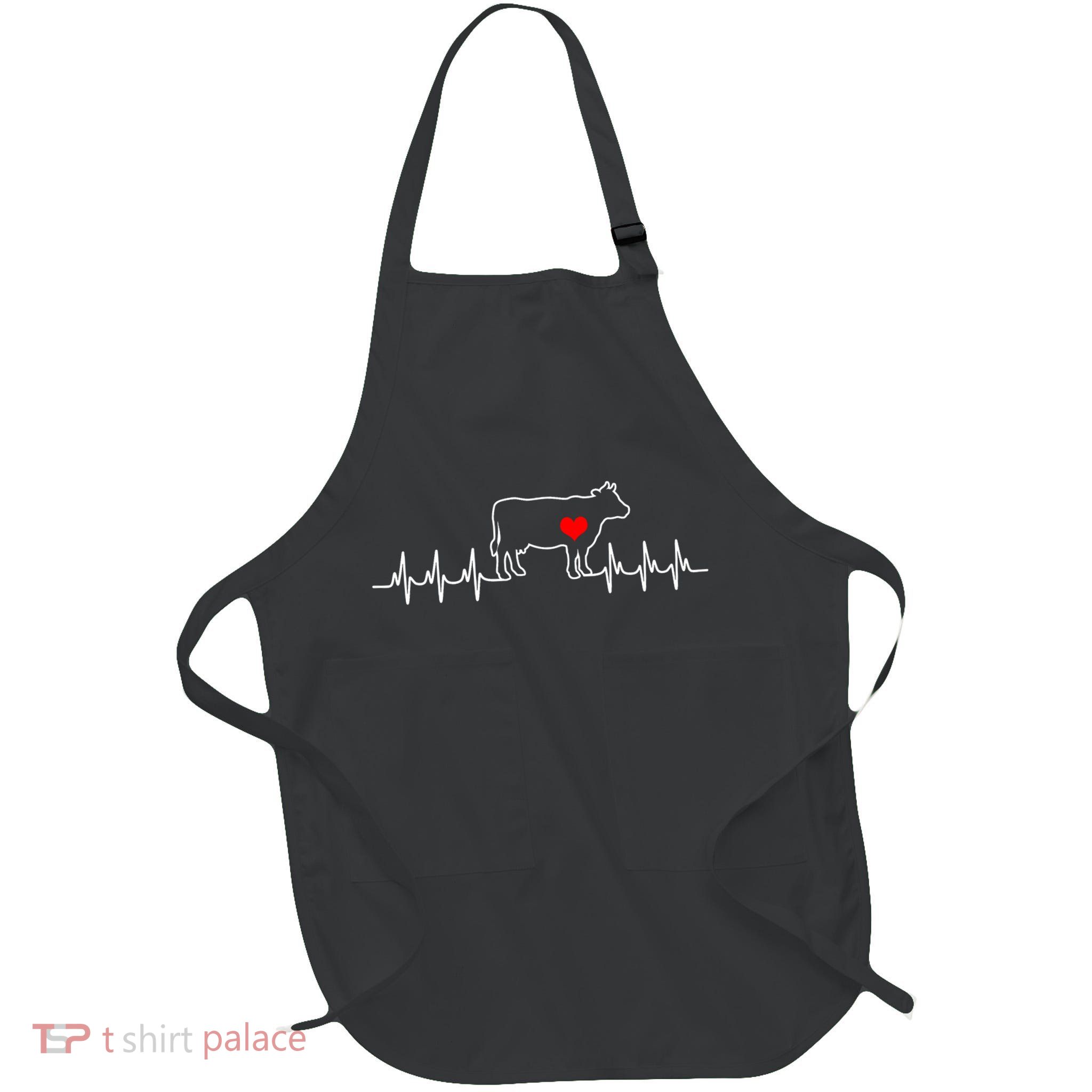 I Love My Cow Valve Ekg Heartbeat Heart Patient Apron