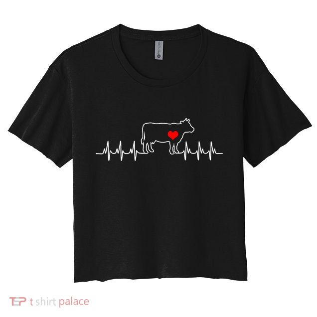 I Love My Cow Valve Ekg Heartbeat Heart Patient Crop Top
