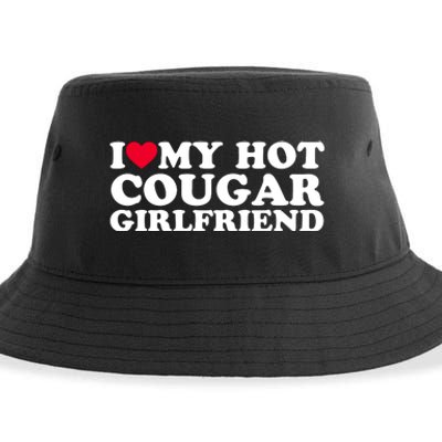 I Love My Hot Cougar Girlfriend GF I Heart My Hot Cougar Girlfriend Sustainable Bucket Hat