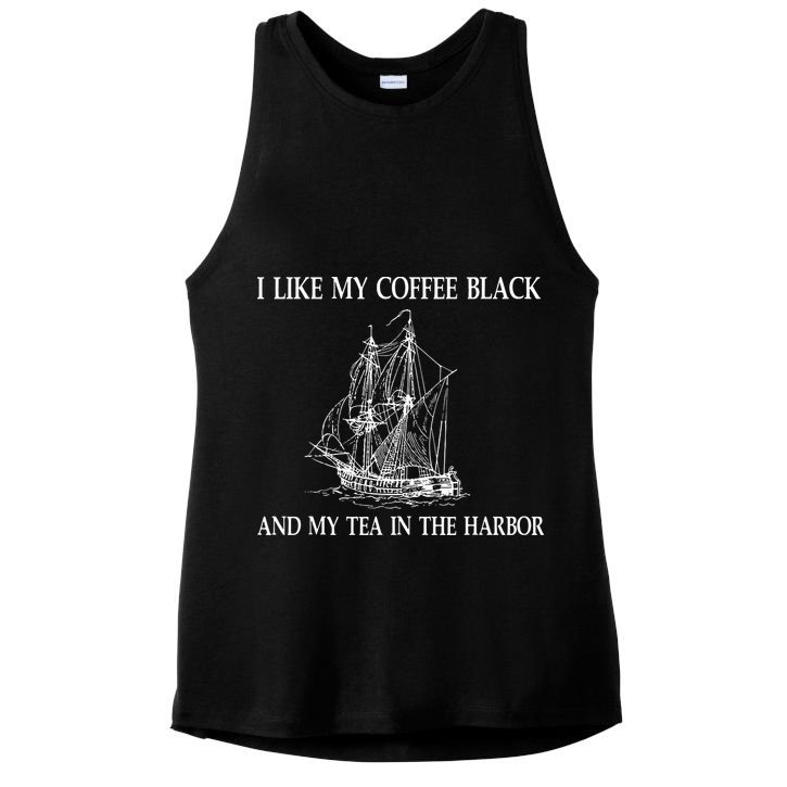 I Like My Coffee Black And Tea In The Harbor Ladies PosiCharge Tri-Blend Wicking Tank