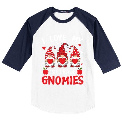 I Love My 1st Grade Gnomies Cute Valentines Day Teacher Gift Cute Gift Baseball Sleeve Shirt