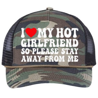 I Love My Girlfriend I Love My Girlfriend Please Stay Away Retro Rope Trucker Hat Cap