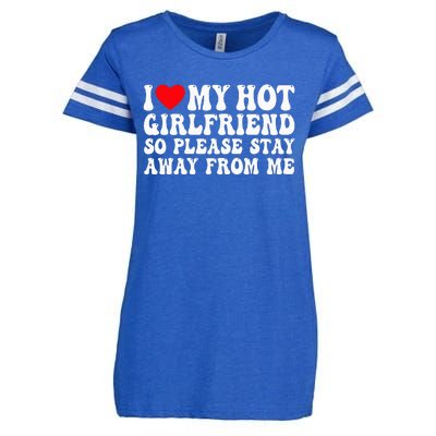 I Love My Girlfriend I Love My Girlfriend Please Stay Away Enza Ladies Jersey Football T-Shirt