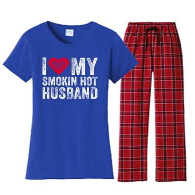 I Love My Smoking Hot Husband Marriage Funny Vintage Gift Women's Flannel Pajama Set