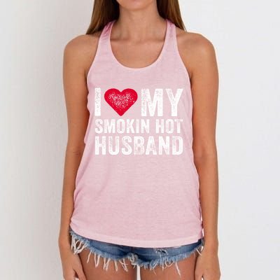 I Love My Smoking Hot Husband Marriage Funny Vintage Gift Women's Knotted Racerback Tank