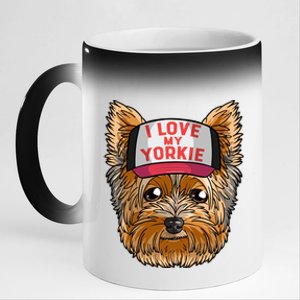 I Love My Yorkie Cute Dog Mom Cool Gift 11oz Black Color Changing Mug