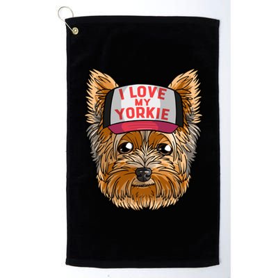 I Love My Yorkie Cute Dog Mom Cool Gift Platinum Collection Golf Towel