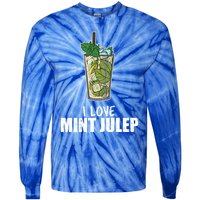 I Love Mint Julep Cocktail Alcohol Lover Gift Tie-Dye Long Sleeve Shirt