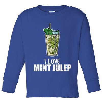 I Love Mint Julep Cocktail Alcohol Lover Gift Toddler Long Sleeve Shirt