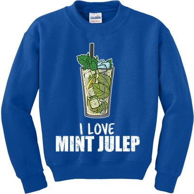 I Love Mint Julep Cocktail Alcohol Lover Gift Kids Sweatshirt