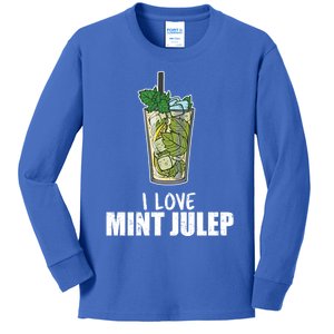 I Love Mint Julep Cocktail Alcohol Lover Gift Kids Long Sleeve Shirt