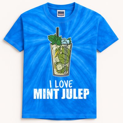 I Love Mint Julep Cocktail Alcohol Lover Gift Kids Tie-Dye T-Shirt