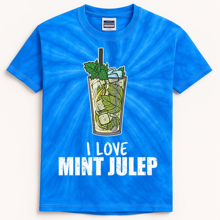 I Love Mint Julep Cocktail Alcohol Lover Gift Kids Tie-Dye T-Shirt