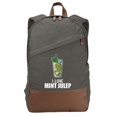 I Love Mint Julep Cocktail Alcohol Lover Gift Cotton Canvas Backpack