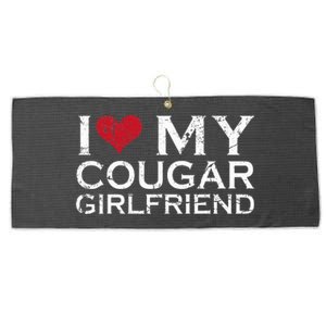 I Love My Cougar Girlfriend I Heart My Cougar Girlfriend GF  Large Microfiber Waffle Golf Towel