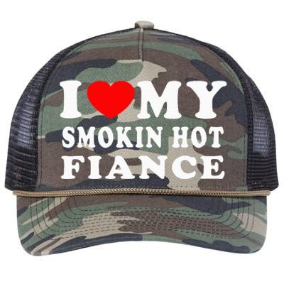 I Love My Smoking Hot Fiance I Heart My Smokin Fiance Retro Rope Trucker Hat Cap