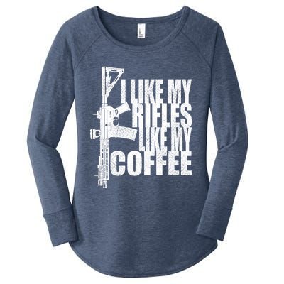 I Like My Rifles Like My Coffee Back Design Gift Women's Perfect Tri Tunic Long Sleeve Shirt