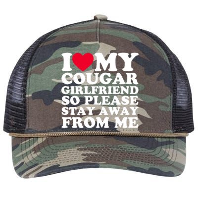 I Love My Cougar Girlfriend So Please Stay Away From Me Retro Rope Trucker Hat Cap