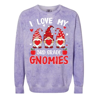 I Love My 3rd Grade Gnomies Cute Valentines Day Teacher Gift Colorblast Crewneck Sweatshirt