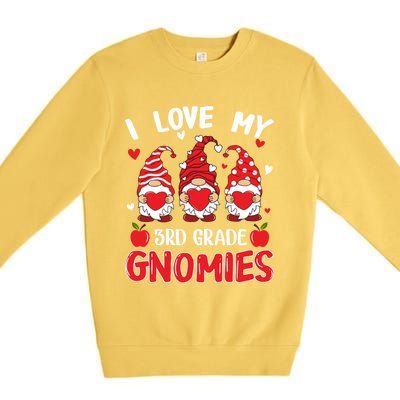 I Love My 3rd Grade Gnomies Cute Valentines Day Teacher Gift Premium Crewneck Sweatshirt