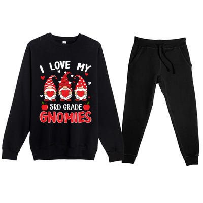 I Love My 3rd Grade Gnomies Cute Valentines Day Teacher Gift Premium Crewneck Sweatsuit Set