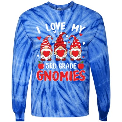 I Love My 3rd Grade Gnomies Cute Valentines Day Teacher Gift Tie-Dye Long Sleeve Shirt