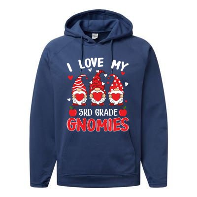 I Love My 3rd Grade Gnomies Cute Valentines Day Teacher Gift Performance Fleece Hoodie