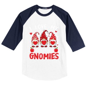 I Love My 3rd Grade Gnomies Cute Valentines Day Teacher Gift Baseball Sleeve Shirt