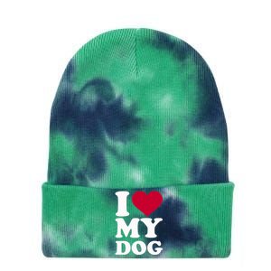 I Love My Dog Gift Tie Dye 12in Knit Beanie