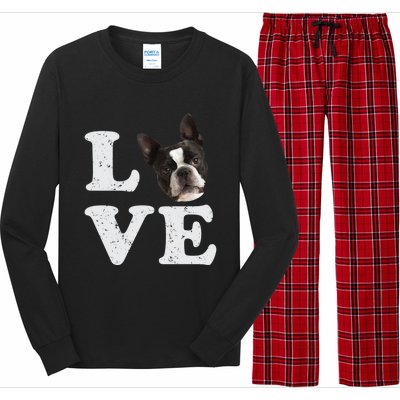 I Love My Boston Terrier Gift Dog Lovers Gift Long Sleeve Pajama Set