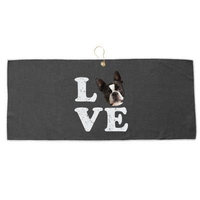 I Love My Boston Terrier Gift Dog Lovers Gift Large Microfiber Waffle Golf Towel