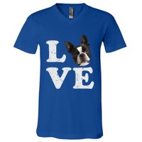 I Love My Boston Terrier Gift Dog Lovers Gift V-Neck T-Shirt