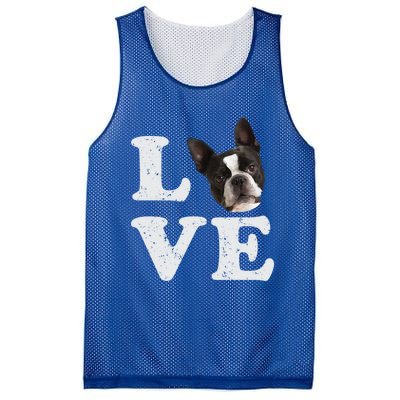 I Love My Boston Terrier Gift Dog Lovers Gift Mesh Reversible Basketball Jersey Tank