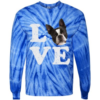 I Love My Boston Terrier Gift Dog Lovers Gift Tie-Dye Long Sleeve Shirt