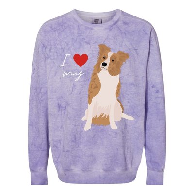 I Love My White & Red Merle Border Collie Dog Lover Colorblast Crewneck Sweatshirt