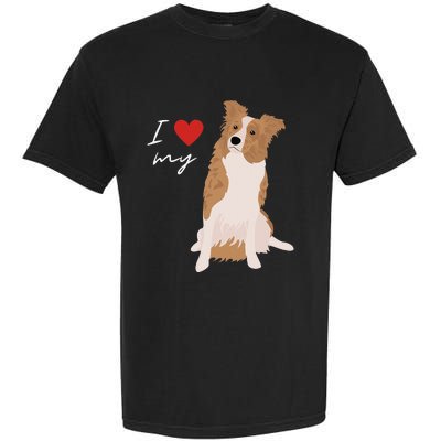 I Love My White & Red Merle Border Collie Dog Lover Garment-Dyed Heavyweight T-Shirt