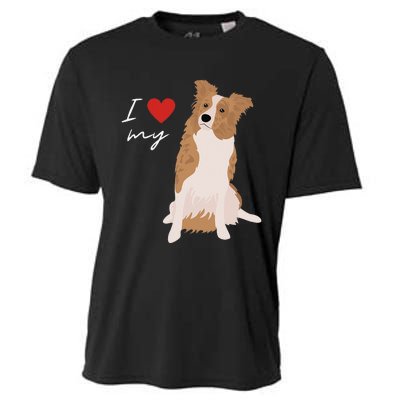 I Love My White & Red Merle Border Collie Dog Lover Cooling Performance Crew T-Shirt