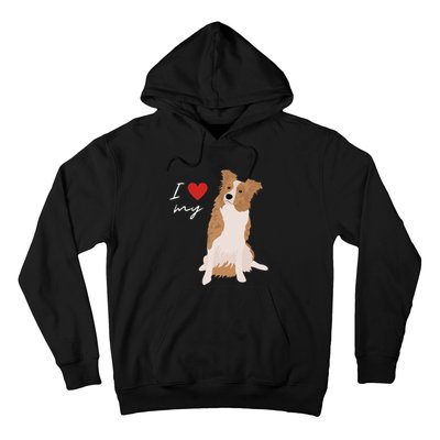 I Love My White & Red Merle Border Collie Dog Lover Hoodie