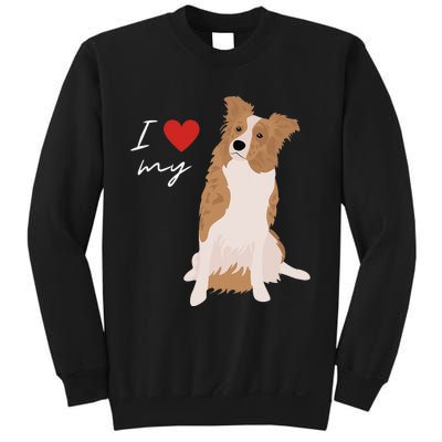 I Love My White & Red Merle Border Collie Dog Lover Sweatshirt