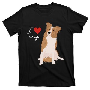 I Love My White & Red Merle Border Collie Dog Lover T-Shirt