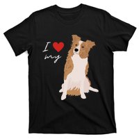 I Love My White & Red Merle Border Collie Dog Lover T-Shirt