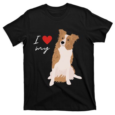 I Love My White & Red Merle Border Collie Dog Lover T-Shirt