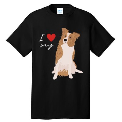 I Love My White & Red Merle Border Collie Dog Lover Tall T-Shirt