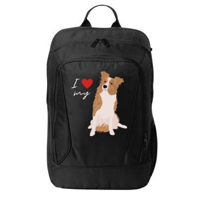 I Love My White & Red Merle Border Collie Dog Lover City Backpack