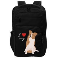 I Love My White & Red Merle Border Collie Dog Lover Impact Tech Backpack