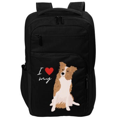 I Love My White & Red Merle Border Collie Dog Lover Impact Tech Backpack