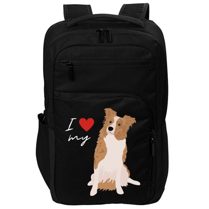 I Love My White & Red Merle Border Collie Dog Lover Impact Tech Backpack